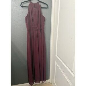 David's Bridal Wine/Burgandy long chiffon highneck size 10 Used once